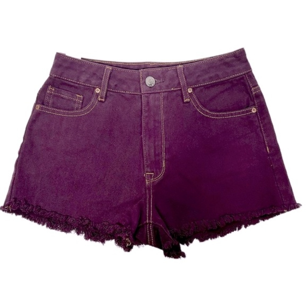 Pacsun High Rise Festival Size 24 Purple Raw Hem Denim Cotton